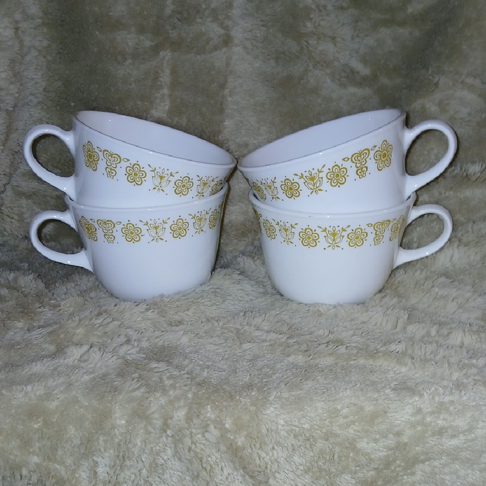 Floral White and Yellow Tea Cups